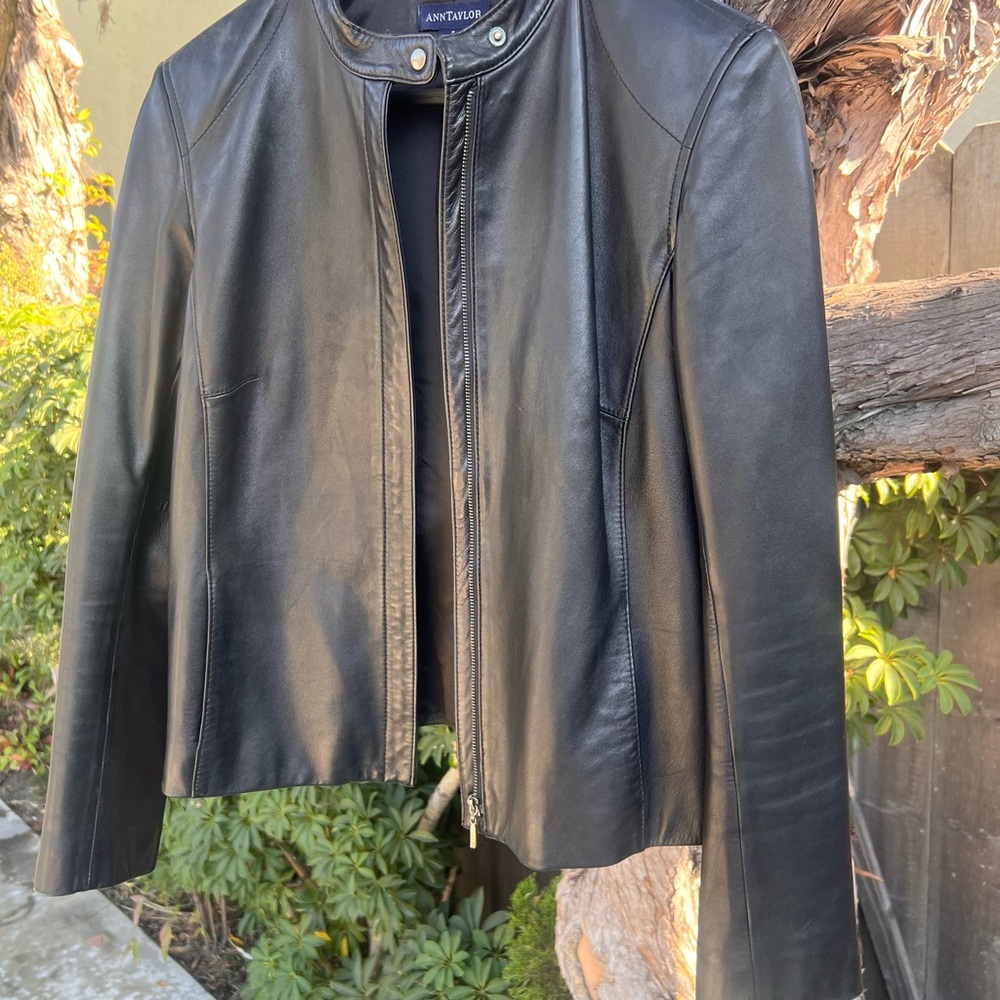 Vintage Ann Taylor Sleek Black Leather Jacket
